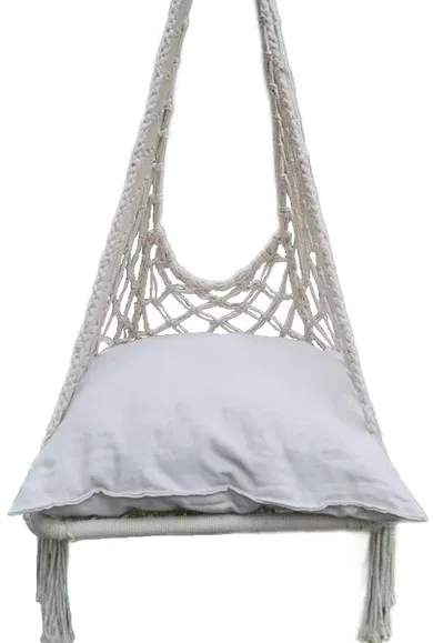 Saska Garden, hamak ażurowy, fotel wiszący z poduszką, ecru, 60-60-150 cm