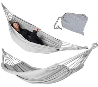 Saska Garden, hamak ogrodowy 1-osobowy, szary z pokrowcem, 200-100 cm