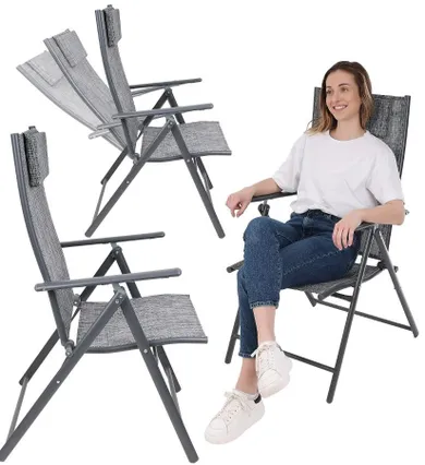 Saska Garden, krzesło ogrodowe z zagłówkiem, 7-pozycyjne, textline, 57-68-106 cm, 2 szt.