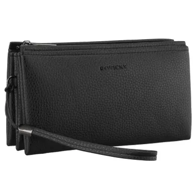 Saszetka do ręki, czarna, skóra ekologiczna, Rovicky