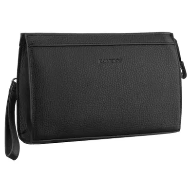 Saszetka do ręki, czarna, skóra ekologiczna, Rovicky