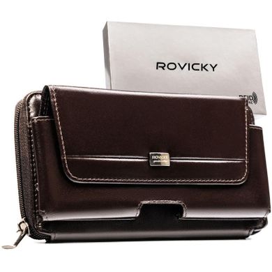 Saszetka na biodro, brązowa, skórzana, Rovicky