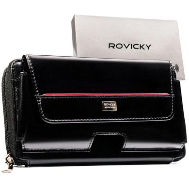 Saszetka na biodro, czarna, skórzana, Rovicky