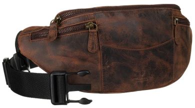 Saszetka na biodro, nerka, brązowa, skórzana, Peterson