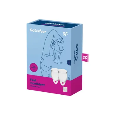 Satisfyer, Feel Confident Menstrual Cup, zestaw kubeczków menstruacyjnych, 15 ml + 20 ml, Transparent