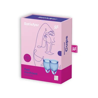 Satisfyer, Feel Confident Menstrual Cup, zestaw kubeczków menstruacyjnych, Dark Blue, 15 ml + 20 ml