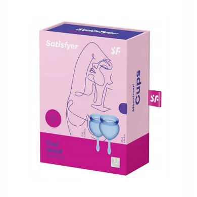 Satisfyer, Feel Good Menstrual Cup, zestaw kubeczków menstruacyjnych, Dark Blue, 15 ml + 20 ml