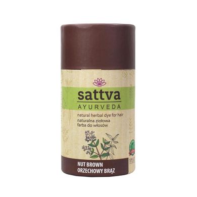 Sattva, Natural Herbal Dye for Hair, naturalna ziołowa farba do włosów, Nut Brown, 150g