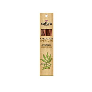 Sattva, Natural Indian Incense, naturalne indyjskie kadzidełko, Kardamon, 15 szt.