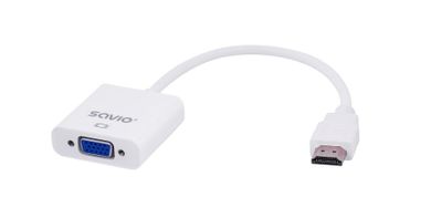 Savio, adapter, CL-27/B (HDMI M - D-Sub (VGA) F, 0,10m, biały