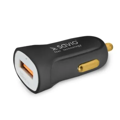 Savio, ładowarka samochodowa do smartfona, Quick Charge 3.0, SA-05/B, 3000 mA, USB