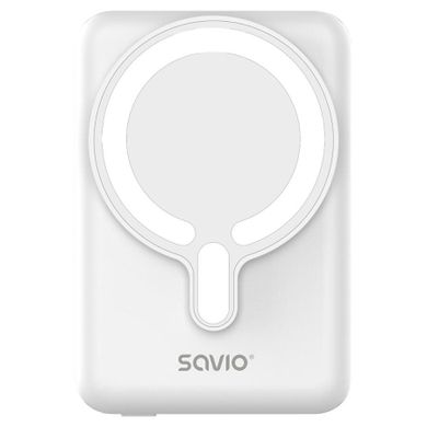 Savio, powerbank magnetyczny, 10000mAh, biały