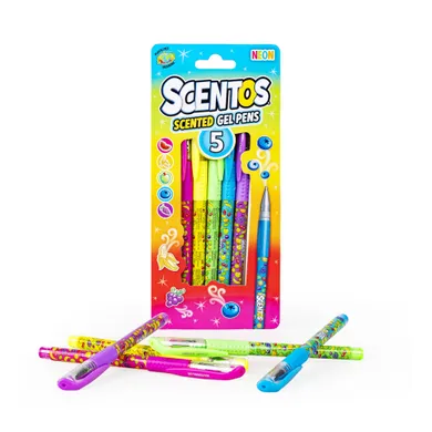 Scentos, pachnące długopisy, żelowe, neonowe, 5 kolorów