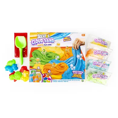 Scentos, Pachnący piasek kinetyczny, zestaw z foremkami, 4 kolory