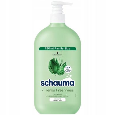 Schauma, 7 Herbs Freshness, szampon do włosów przetłuszczających się i normalnych, 750 ml