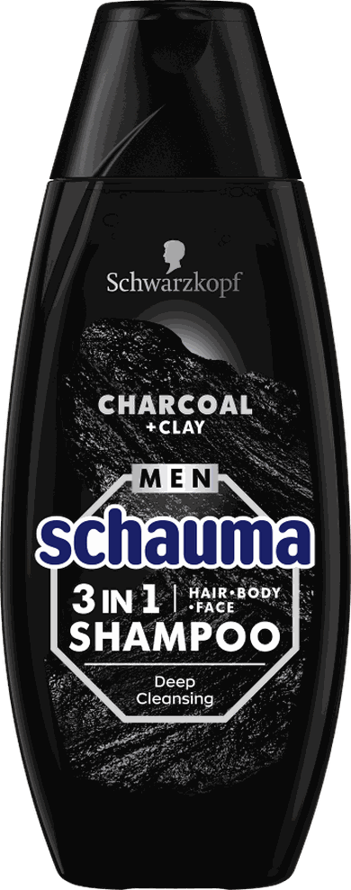 Schauma, Men, szampon oczyszczający 3w1, charcoal, 400 ml