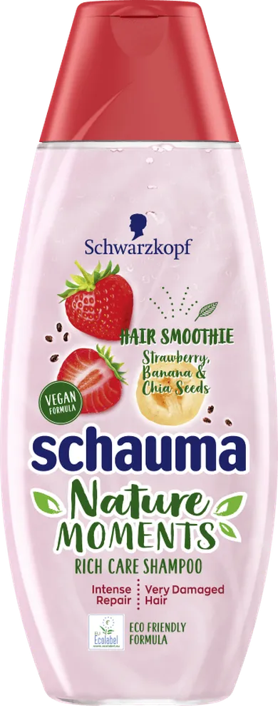 Schauma, Nature Moments, Hair Smoothie Shampoo, intensywnie regenerujący szampon do włosów zniszczonych, 400 ml