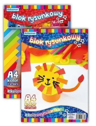 Schemat, blok rysunkowy, kolorowy, A4, 20 kartek, 80g, 10 szt.