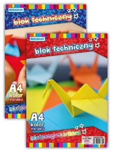 Schemat, blok techniczny, kolorowy, A4, 10 kartek, 160g, 10 szt.