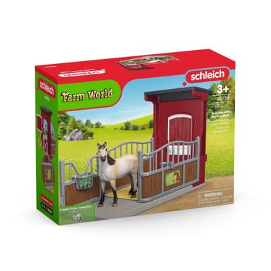 Schleich, Farm World, Boks dla kucyka z klaczą Mustanga, zestaw, 42724