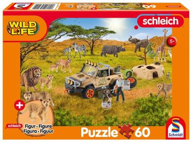 Schmidt, Dzika przyroda, puzzle, 60 elementów, + figurka Schleich