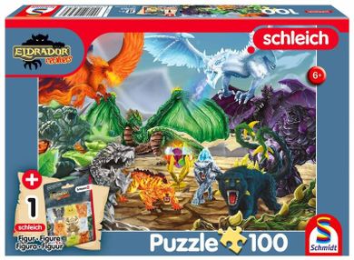 Schmidt, Eldrador, Bitwa o super kryształ, puzzle, 100 elementów + figurka Schleich