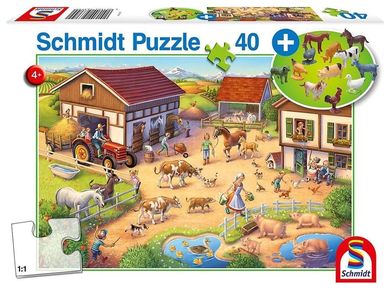 Schmidt, farma + figurki zwierząt, puzzle, 40 elementów