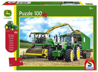 Schmidt, John Deere Traktor + zabawka, puzzle, 100 elementów