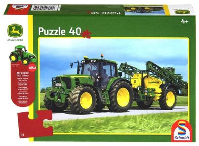 Schmidt, John Deere, Traktor, puzzle + pojazd, 40 elementów