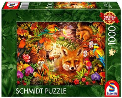 Schmidt, Kwiaty, futro i pióra, puzzle, 1000 elementów