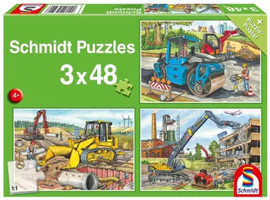 Schmidt, Pojazdy budowlane, puzzle, 3-48 elementów