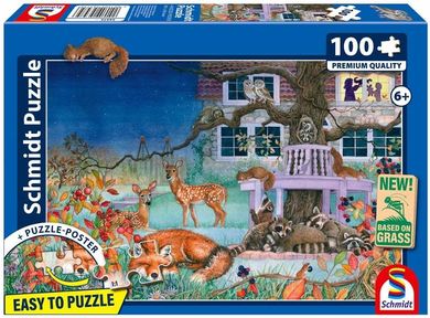 Schmidt Spiele, Zwierzęta nocą, puzzle, 100 elementów