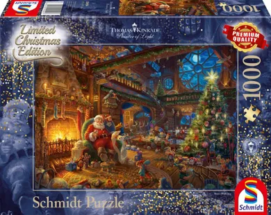 Schmidt, Thomas Kinkade, Święty Mikołaj i jego elfy, puzzle, 1000 elementów