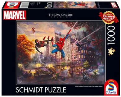 Schmidt, T.Kinkade: Spider-Man i przyjaciele, puzzle drewniane, 1000 elementów