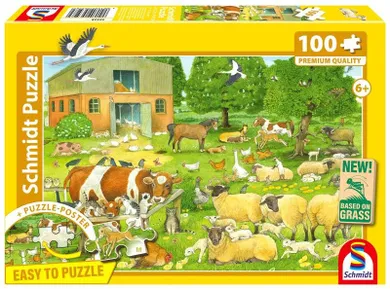 Schmidt, Zwierzęta na farmie, puzzle, 100 elementów