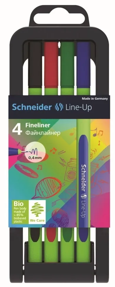 Schneider, Line-up, cienkopisy, 0,4 mm, stojak, 4 kolory