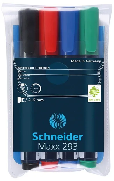 Schneider, Maxx 293, zestaw markerów do tablic, 2-5mm, 4 kolory