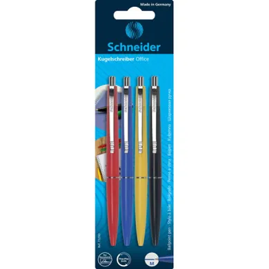 Schneider, Office, długopis automatyczny, niebieski, 1 mm, 4 szt.