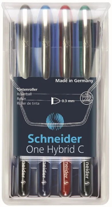 Schneider, One Hybrid, pióro kulkowe, 0,3 mm, w etui, 4 kolory