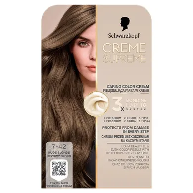 Schwarzkopf, Creme Supreme, farba do włosów, odcień 7-42 cool ash light blonde