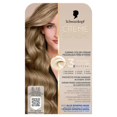Schwarzkopf, Creme Supreme, farba do włosów, odcień 8-16 cool ash blonde