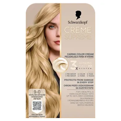 Schwarzkopf, Creme Supreme, farba do włosów, odcień 9-0 natural light blonde