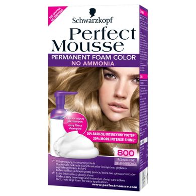 Schwarzkopf, Perfect Mousse, 800, Medium Blond, farba do włosów bez amoniaku