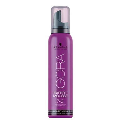 Schwarzkopf Professional, Igora Expert Mousse, koloryzująca pianka do włosów, 7-0 Średni Blond, 100 ml