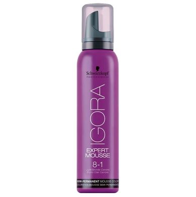 Schwarzkopf Professional, Igora Expert Mousse, koloryzująca pianka do włosów, 8-1 Lekki Popielaty Blond, 100 ml
