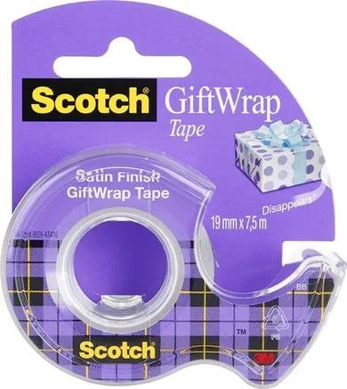 Scotch, Gift Wrap, taśma biurowa do pakowania prezentów, 19 mm x 7,5 m