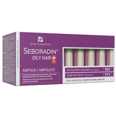 Seboradin, Oily Hair, ampułki do włosów przetłuszczających się i skłonnych do wypadania, 14-5.5 ml