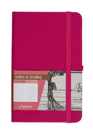 Secesja, notes A6 z gumką, różowy, 1 szt.