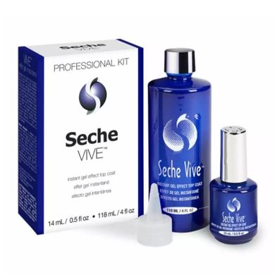 Seche, Vive Instant Gel Effect Top Coat, szybkoschnący utwardzacz do lakieru, 118 ml + 14 ml