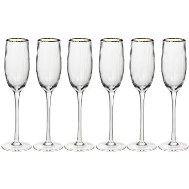Secret de Gourmet, kieliszki do szampana ze złotą obwódką, Merveilleux, 6 szt. 210 ml